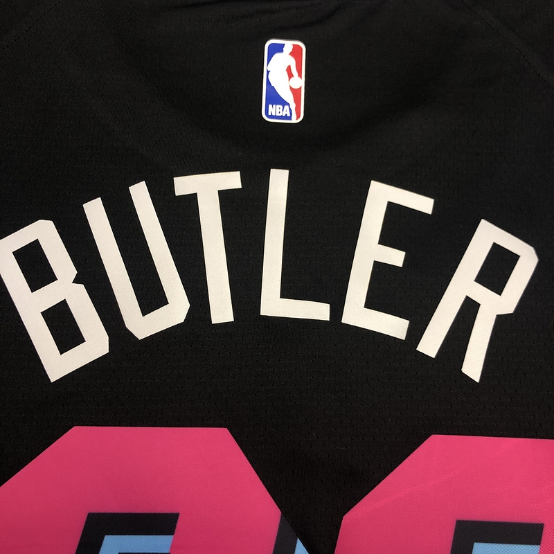 2019-20 NBA Heat Pressed Men's Black Miami Heat #22 Jimmy Butler City Edition Jersey