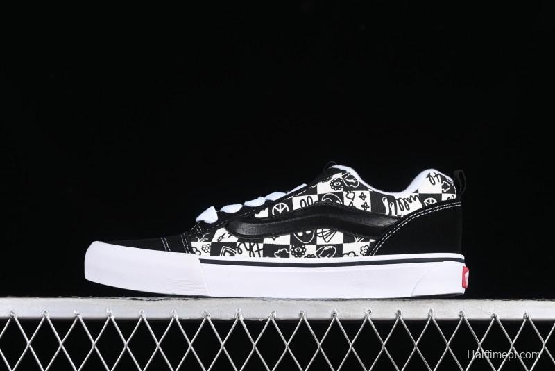 Vans Classics Knu Skool Checkerboard Graffiti Chunky Tongue Skate Shoes - VN0009QC6BT