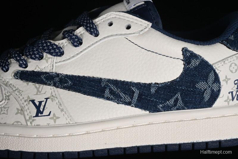 Nike Air Jordan 1 Low OG SP Travis Scott x Fragment Design Retro Sneakers with Reverse Swoosh - SJ2068-004