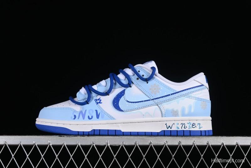 Nike Dunk Low Winter is Here Minimalist White Blue SB Lace-Up Low-Top Casual Skate Shoes - DV0831-104