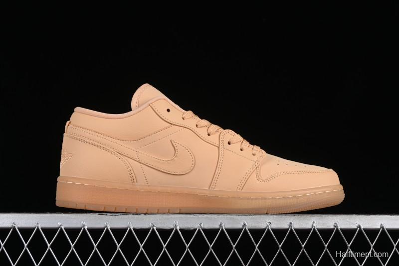 Nike Air Jordan 1 Low AJ1 Lifestyle Basketball Shoes in Warm Yellow with Gum Sole - FZ3972-294