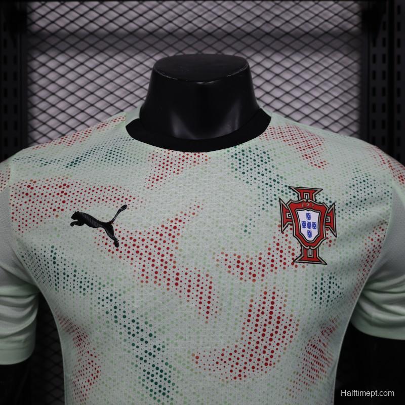 Player Version 2025 Portugal Away Mint Green Jersey with Graphic Pattern