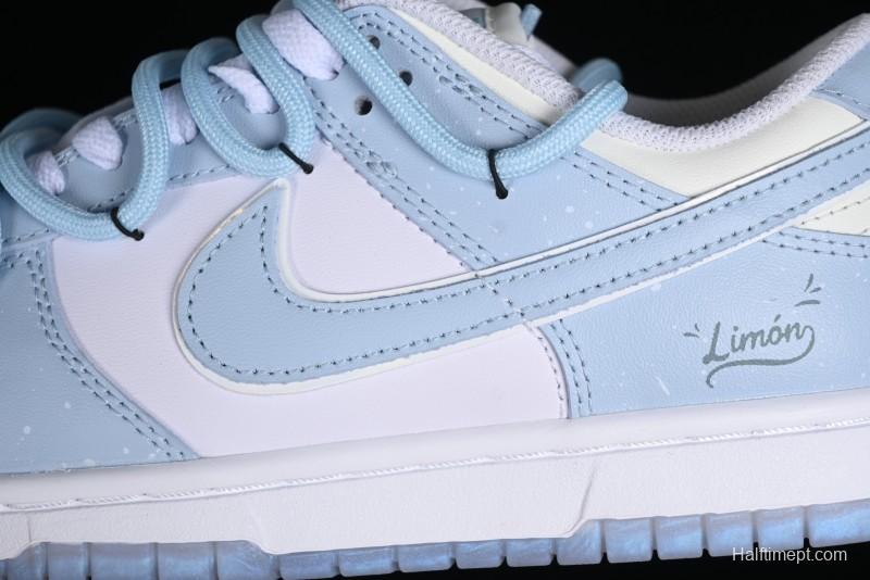 Nike Dunk Low SB Casual Sneakers in Light Blue with Sea Salt Lime Accents - FJ7743-194