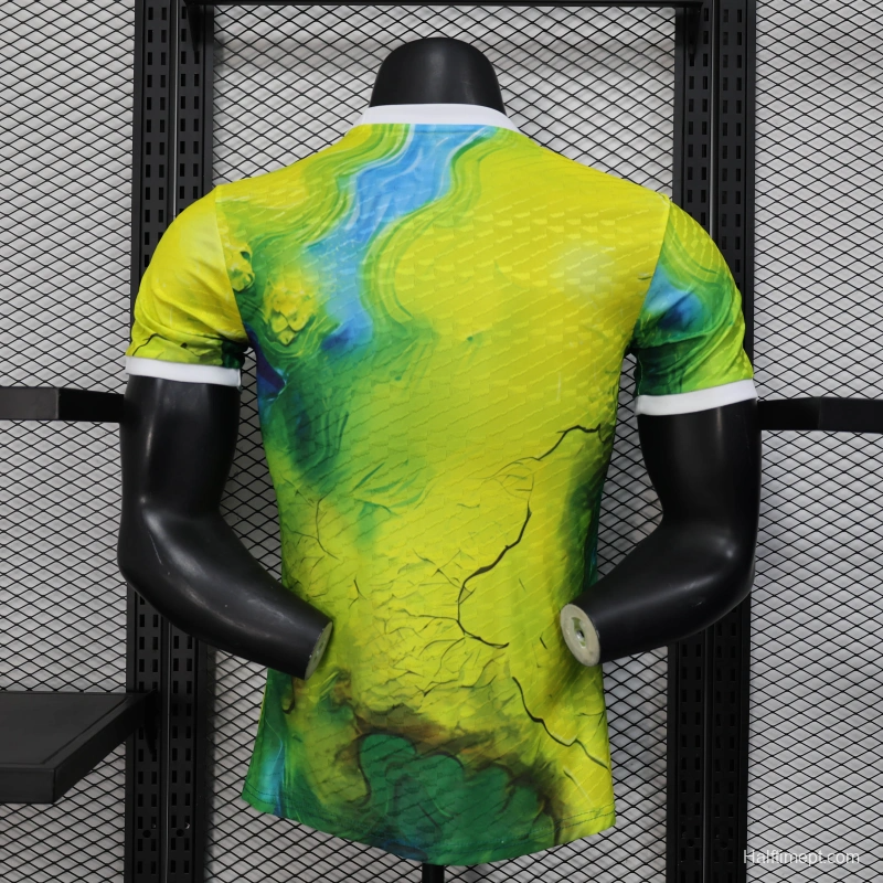 25/26 Player Version Real Madrid Limited Edition Goalkeeper Jersey - Emirates Neon Yellow Marble Design