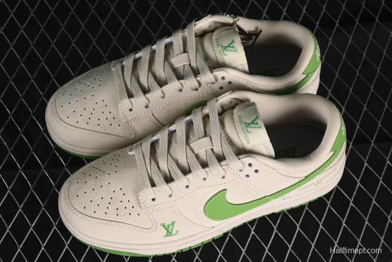 Nike SB Dunk Low LV Collaboration - Emerald City Anniversary High-End Custom Low-Top Casual Skate Shoes - XB3802-345