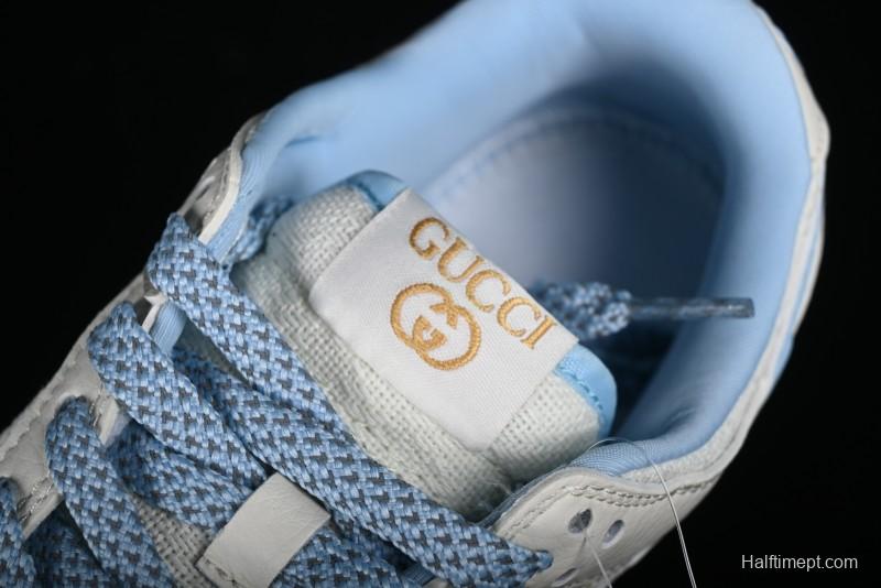 Nike SB Dunk Low Gucci Collaboration - Beige & Light Blue Crochet Fabric Anniversary High-End Custom Low-Top Casual Skate Shoes - DQ1098-376