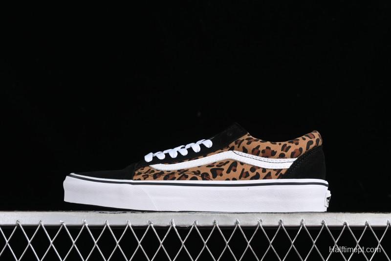 Vans Old Skool Classic Retro Low-Top Canvas Sneakers with Leopard Print and Slip-Resistant Sole - VN000CR5CJK