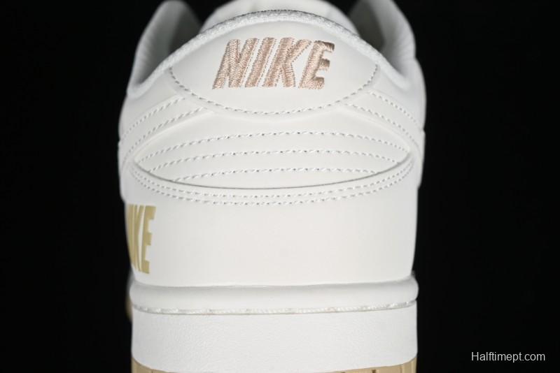 Nike SB Dunk Low Collaboration Three Swooshes Beige Gold Colorway Low-Top Casual Skateboarding Shoes - NK5639-326