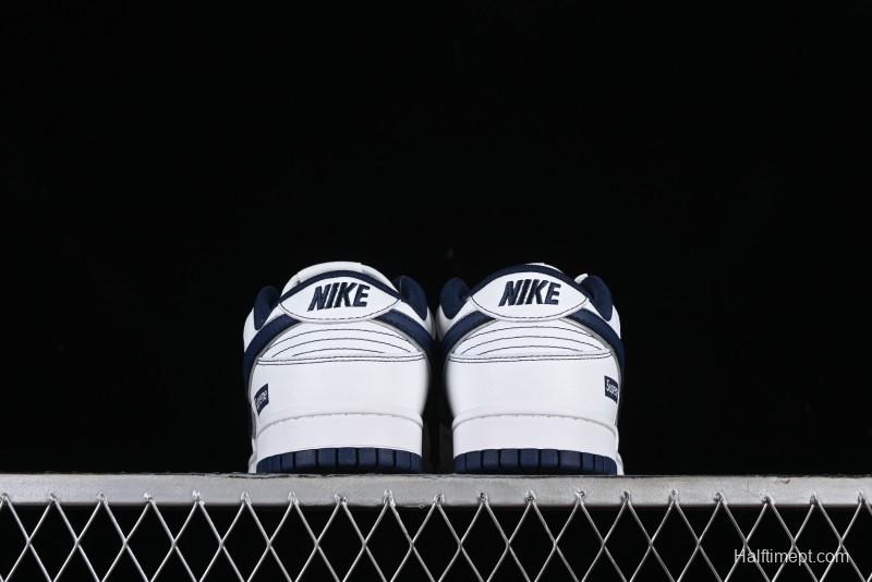 Nike Supreme x SB Dunk Low Collaboration - Navy Blue Anniversary High-End Custom Low-Top Casual Skate Shoes - DY1503-005