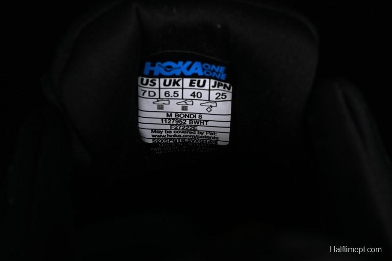 HOKA ONE ONE Bondi 8 Functional Cushioned Running Shoes with Engineered Mesh Upper - 1123202 BWHT