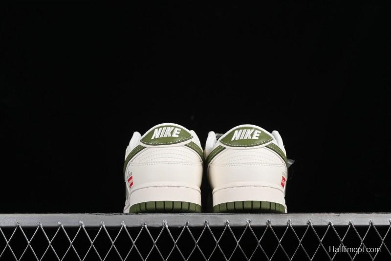 Nike SB Dunk Low x Supreme Stone Island Collaboration Beige Green Starry Sky Anniversary High-End Custom Low-Top Casual Skate Shoes - BB9866-004