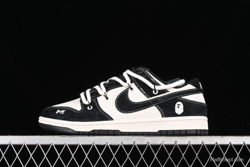 Nike SB Dunk Low BAPE Collaboration Strap Black Hook Anniversary Custom Low-Top Casual Sneakers - SJ2068-269