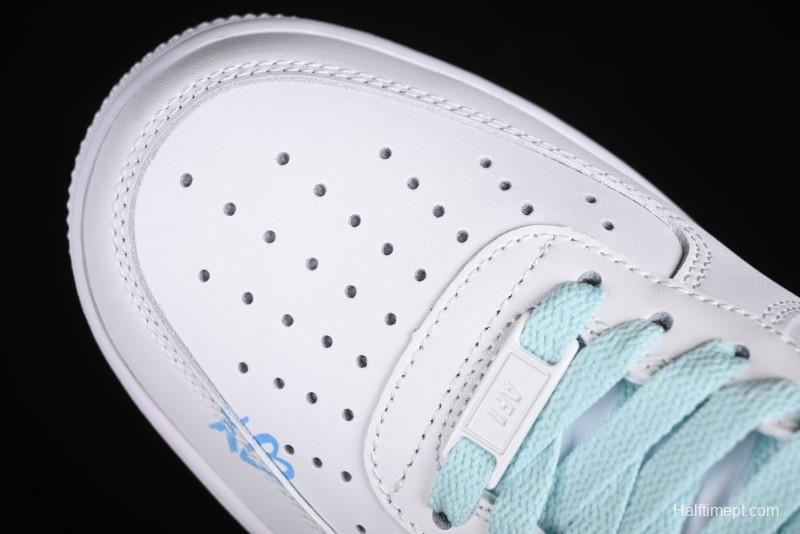 Nike Air Force 1 '07 Low Anime LOVE Series White Blue Spray Paint Casual Sneakers - CW2288-111