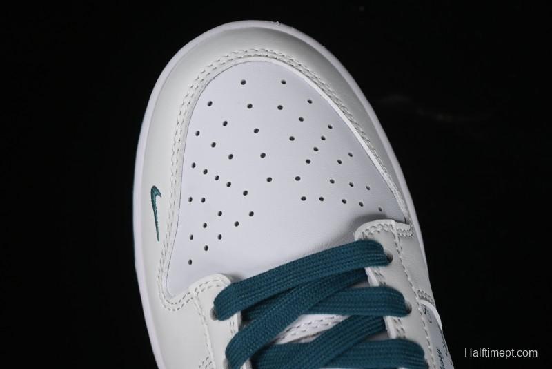 Nike SB Dunk Low Stussy Collaboration - White Grey Green Print Anniversary High-End Custom Low-Top Casual Skate Shoes - XX2025-808