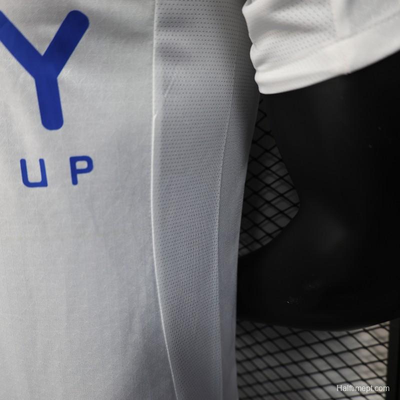 Player Version 25/26 Al-Hilal Away White with Blue Details and SAVVY Games Group Sponsor Jersey