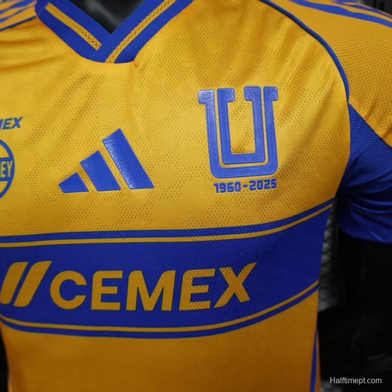Player Version 25/26 Tigres UANL Home Yellow with Blue Stripes Jersey