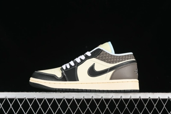 Nike Air Jordan 1 Low "Coconut Milk Black" Casual Basketball Shoes with Contrast Swoosh - HQ3437-101