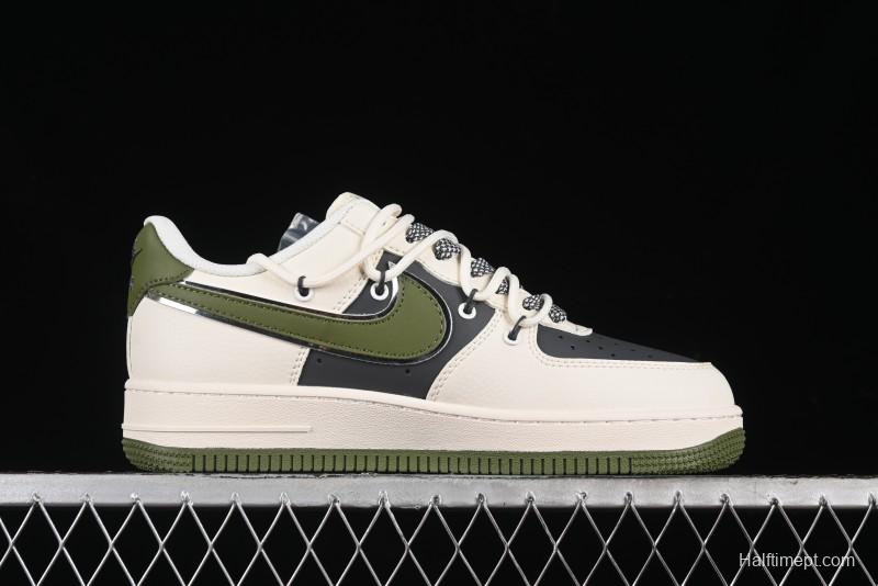 Nike Air Force 1 '07 Low Dior Collaboration - White Green Drawstring Casual Sneakers - SJ1198-200