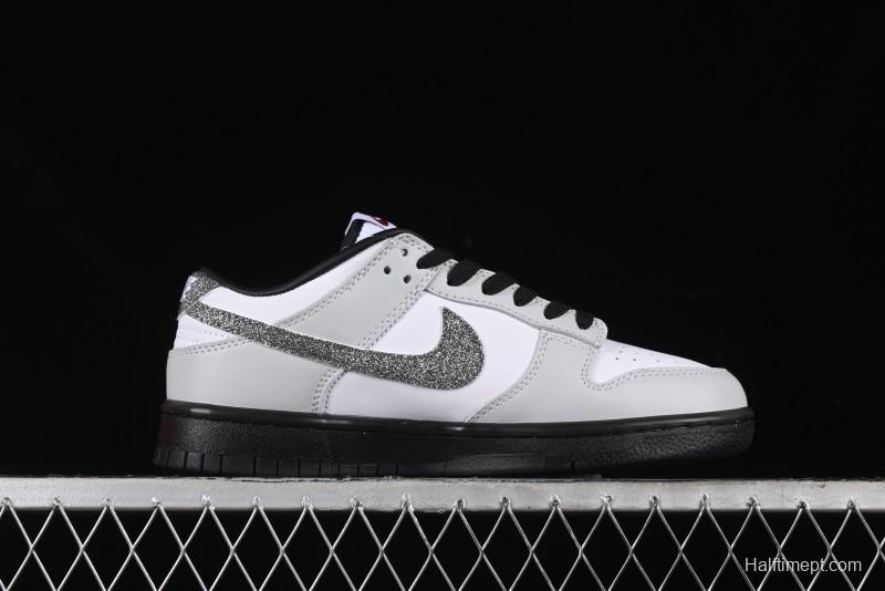 Nike Dunk Low "Glitter Swoosh" Light Silver SB Low-Top Casual Skate Shoes - HQ3462-191