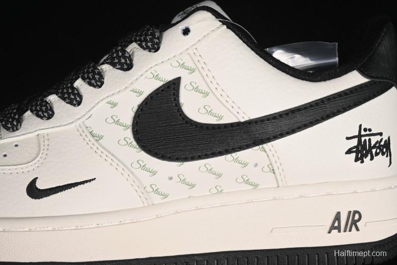 Nike Air Force 1 '07 Low Stussy Collaboration - White Black Low-Top Casual Sneakers - XZ3328-001