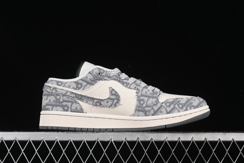 Nike Air Jordan 1 Low AJ1 Dior Collaboration - Grey Blue Red Label Retro Basketball Shoes - SJ9950-037