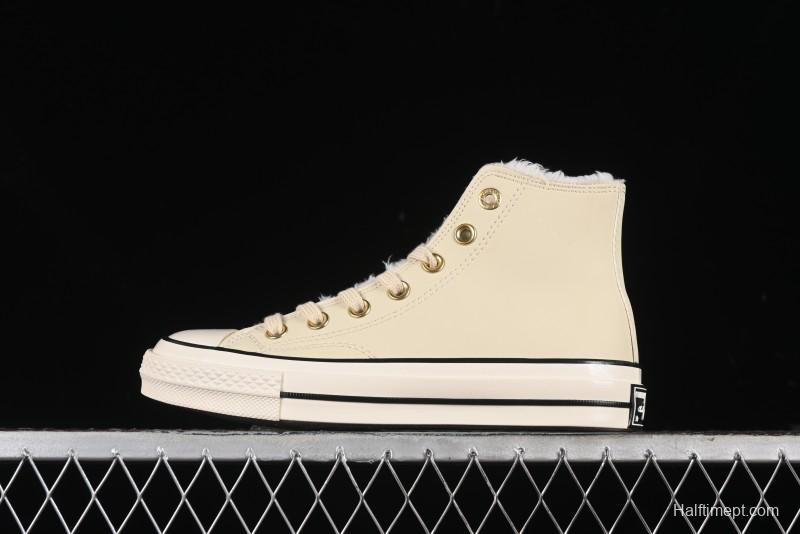 Converse Chuck 1970s Winter Waterproof Leather High-Top Sneakers with Gold Eyelets and Fleece Lining - A12443C