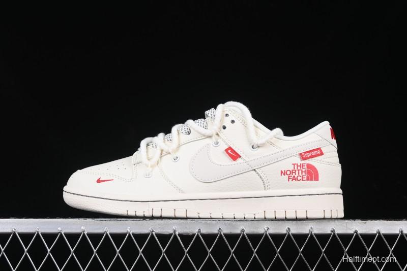 Nike SB Dunk Low x The North Face x Supreme Series - Strap Beige White Hook Anniversary High-End Custom Low-Top Casual Skate Shoes - YX5066-229