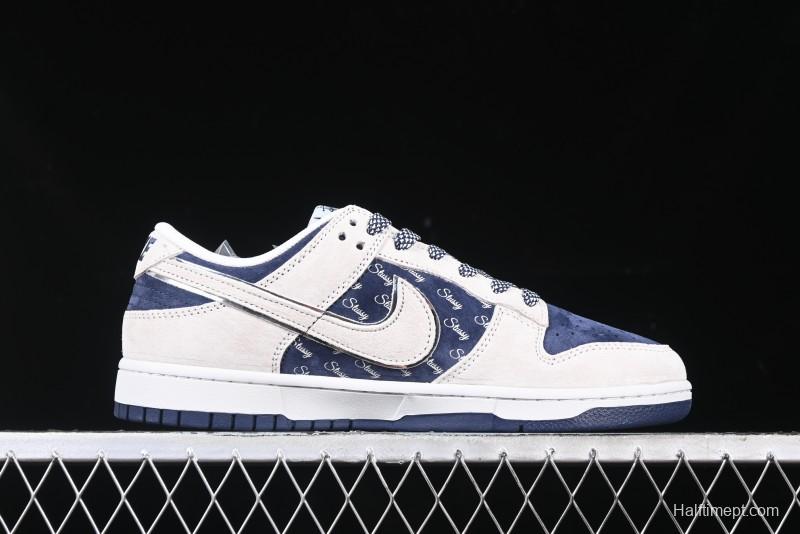 Nike SB Dunk Low Stussy Collaboration - Light Blue Pig Anniversary High-End Custom Low-Top Casual Skate Shoes - XX2025-528
