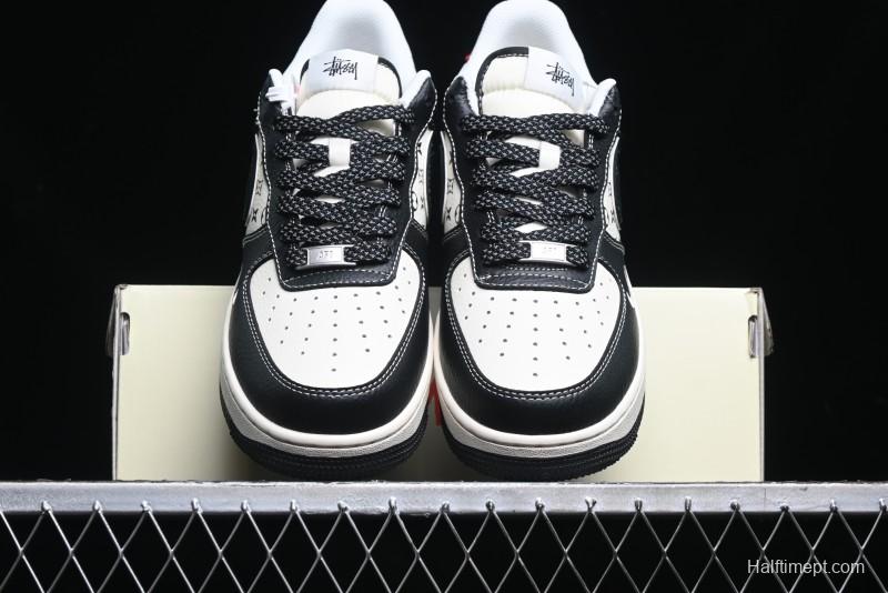 Nike Air Force 1 '07 Low Stussy Collaboration - Beige Black Pattern Red Outsole Low Top Casual Sneakers - XZ6188-339