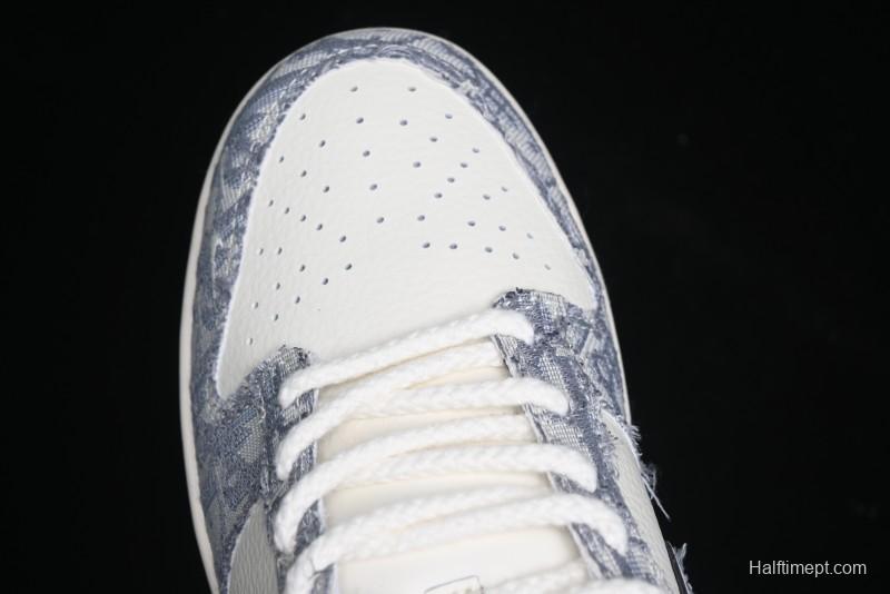 Nike SB Dunk Low Dior Collaboration - Woven Grey Check Anniversary High-End Custom Low-Top Casual Skate Shoes - YX5066-247