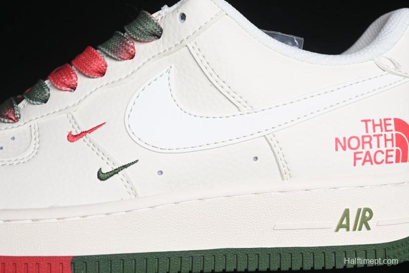 Nike Air Force 1 '07 Low The North Face Collaboration - Beige Red Green Color Block Low-Top Casual Sneakers - XZ6188-011