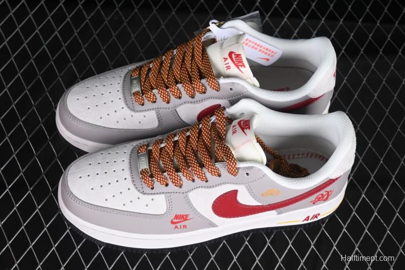 Nike Air Force 1 '07 Low Year of the Snake Limited Edition Beige Grey Red Swoosh Casual Sneakers - DM6688-029