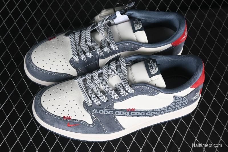 Nike Travis Scott x Fragment Design x Air Jordan 1 Low OG SP AJ1 CDG White Grey Low Top Casual Sneakers - DM9288-005