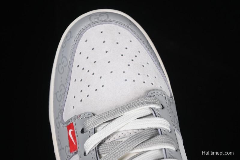 Nike SB Dunk Low Gucci Collaboration Dark Pattern Grey Swoosh Anniversary Custom Low-Top Casual Skate Shoes - DM6868-013