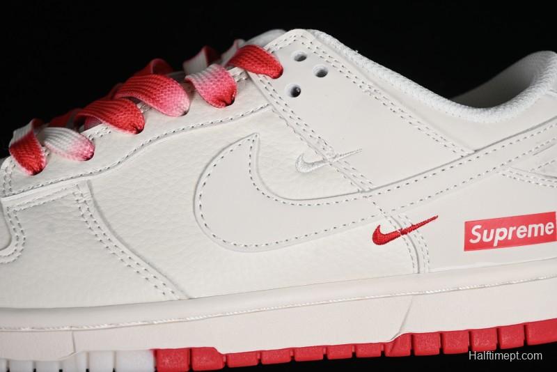Supreme x Nike SB Dunk Low Anniversary Custom White Red Colorway Low-Top Casual Skate Shoes - BB8657-107