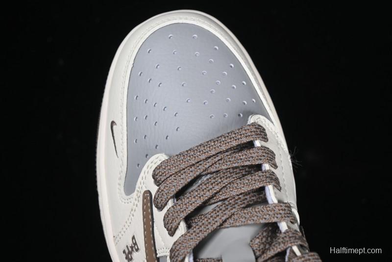 Nike Travis Scott x Fragment Design x Air Jordan 1 Low OG SP AJ1 Bape Collaboration Tea Brown Low-Top Casual Sneakers - BB6511-627