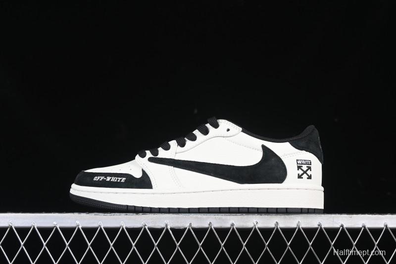 Nike Travis Scott x Fragment Design x Air Jordan 1 Low OG SP AJ1 Off-White Collaboration Casual Sneakers - DM7866-065