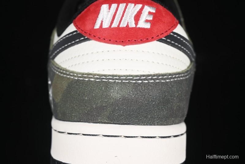 Nike SB Dunk Low Stussy Collaboration - Camo Black Swoosh Anniversary High-End Custom Low-Top Casual Sneakers - DM6868-011