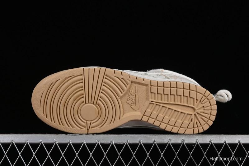 Nike SB Dunk Low LV Collaboration - Yellow Denim Print Anniversary High-End Custom Low-Top Casual Sneakers - SJ2068-247