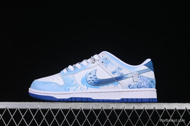 Nike Dunk Low Blue and White Porcelain Theme Casual Sneakers - DV0831-104