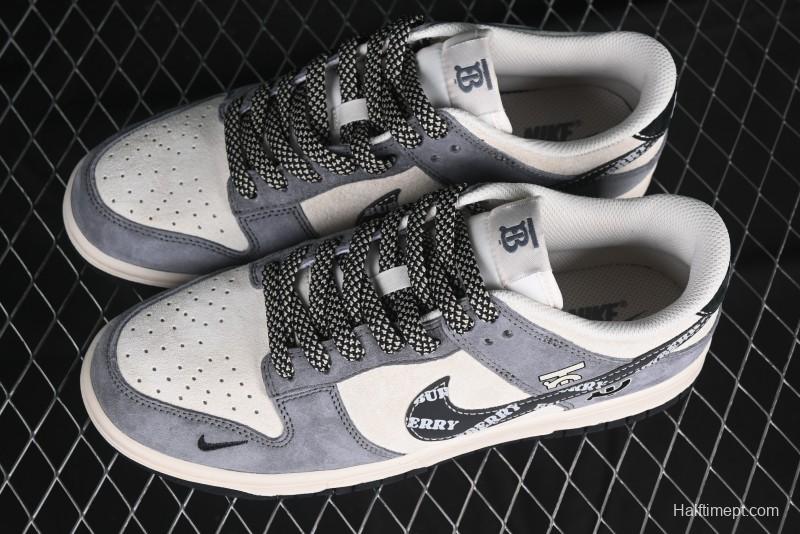 Nike SB Dunk Low Anniversary Edition Customized Sneakers with Grey Swoosh Logo - DJ2024-083