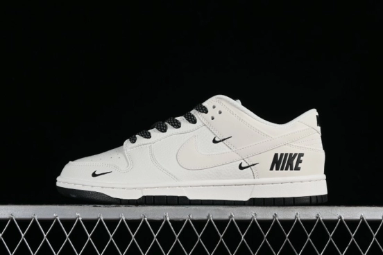 Nike SB Dunk Low Collaboration Three Swooshes Beige Black Color Low Top Casual Skateboarding Shoes - NK5639-321