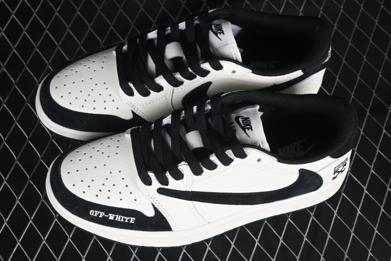 Nike Travis Scott x Fragment Design x Air Jordan 1 Low OG SP AJ1 Off-White Collaboration Casual Sneakers - DM7866-065