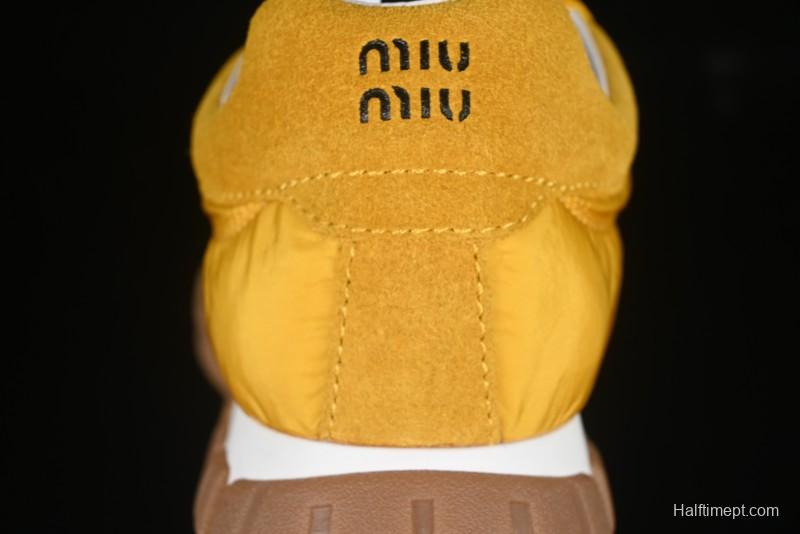 Miu Miu Suede Round Toe Lace-Up Women's Low-Top Casual Shoes - 99D4