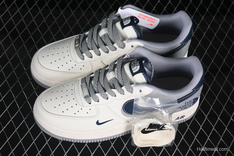 Nike Air Force 1 '07 Low The North Face Collaboration Grey Blue Double Swoosh Casual Sneakers - XS1958-520
