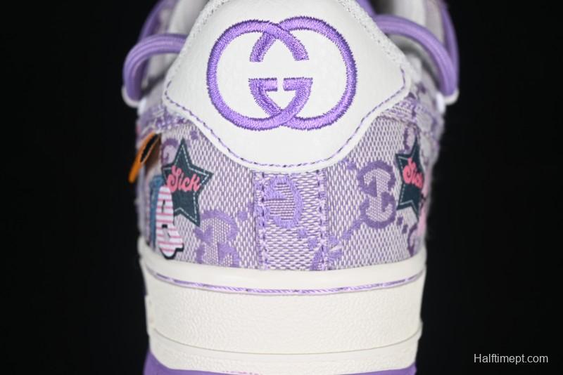 Nike Air Force 1'07 Low "Purple Star" Custom Casual Sneakers - BD7700-220