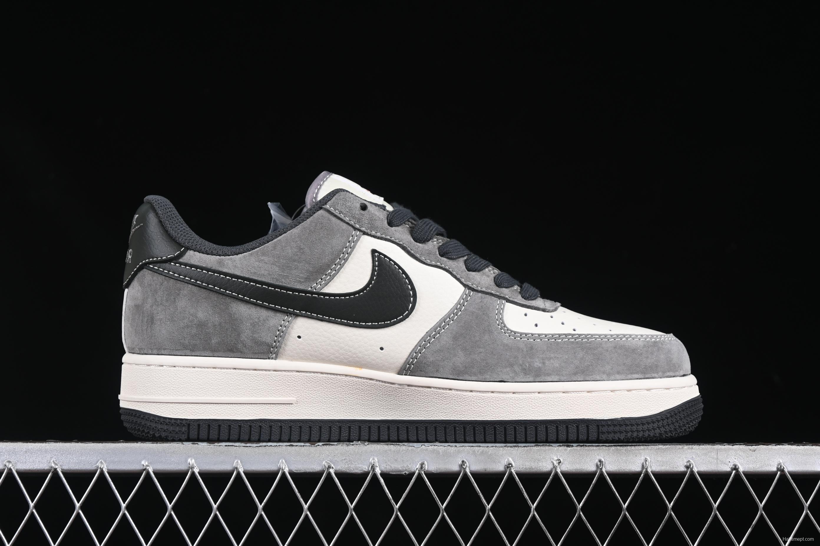 Nike Air Force 1 '07 Low Supreme Collaboration Black Grey Patchwork Casual Sneakers - XZ6188-792