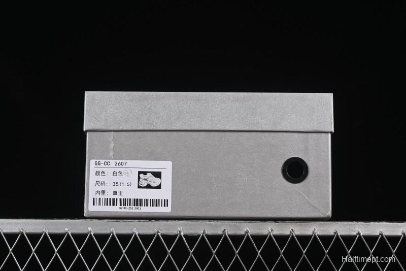 GG-CC Chunky Low Casual Fashion Sneakers with Thick Sole and Height Increasing Design - 2607 White