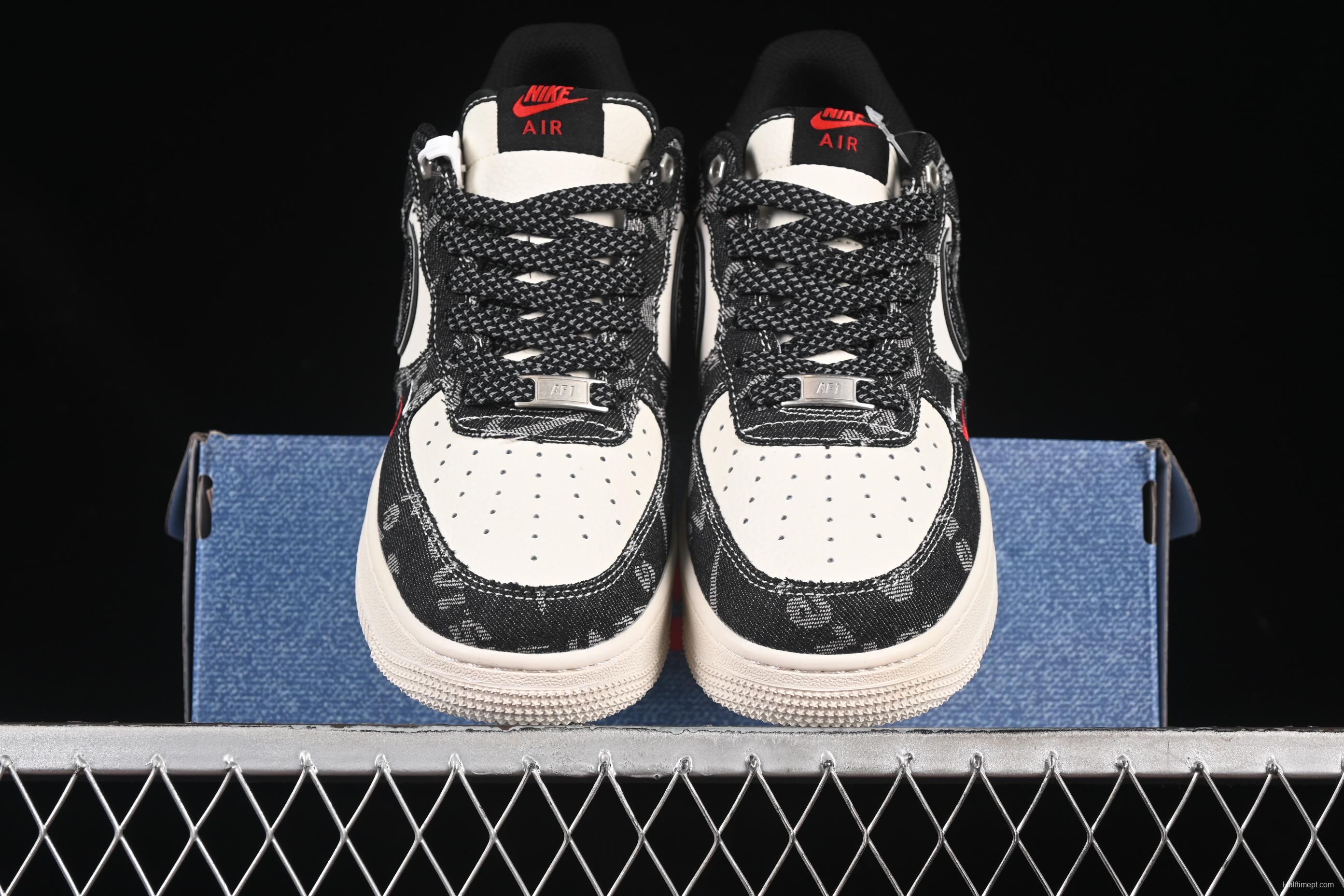 Nike Air Force 1 '07 Low Levi's Collaboration Dual-Tone Black Denim Casual Sneakers - YX5066-312