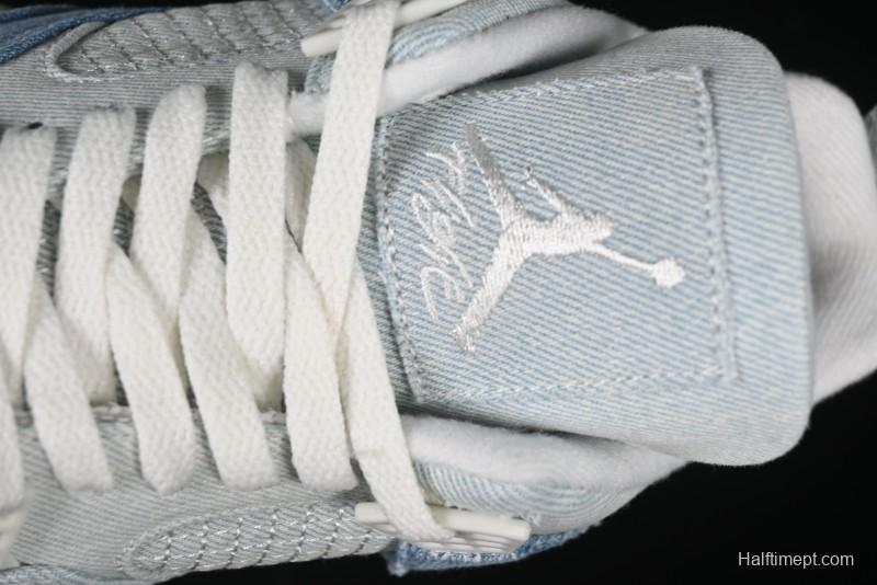 Nike Air Jordan 4 Retro Denim "Worn Blue" Sneakers with Distressed Wash Finish - IB6716-100